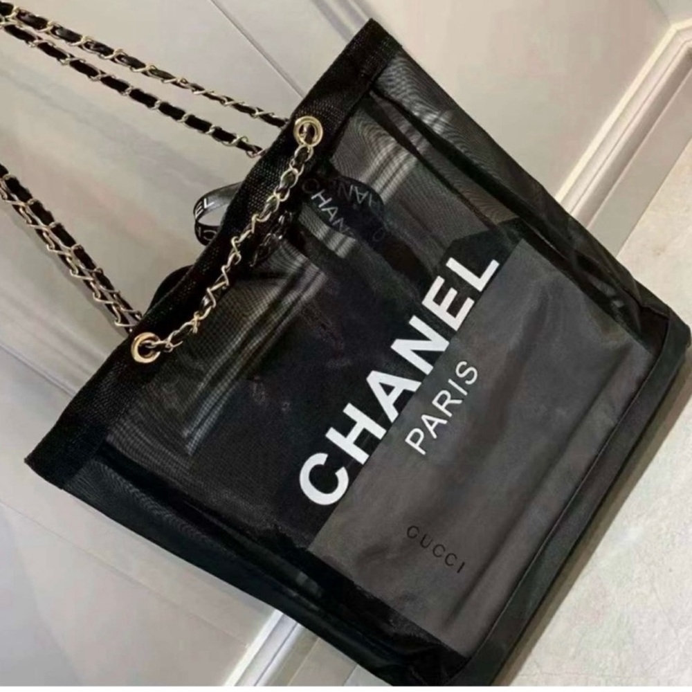 Chanel Black Mesh Paris Tote
